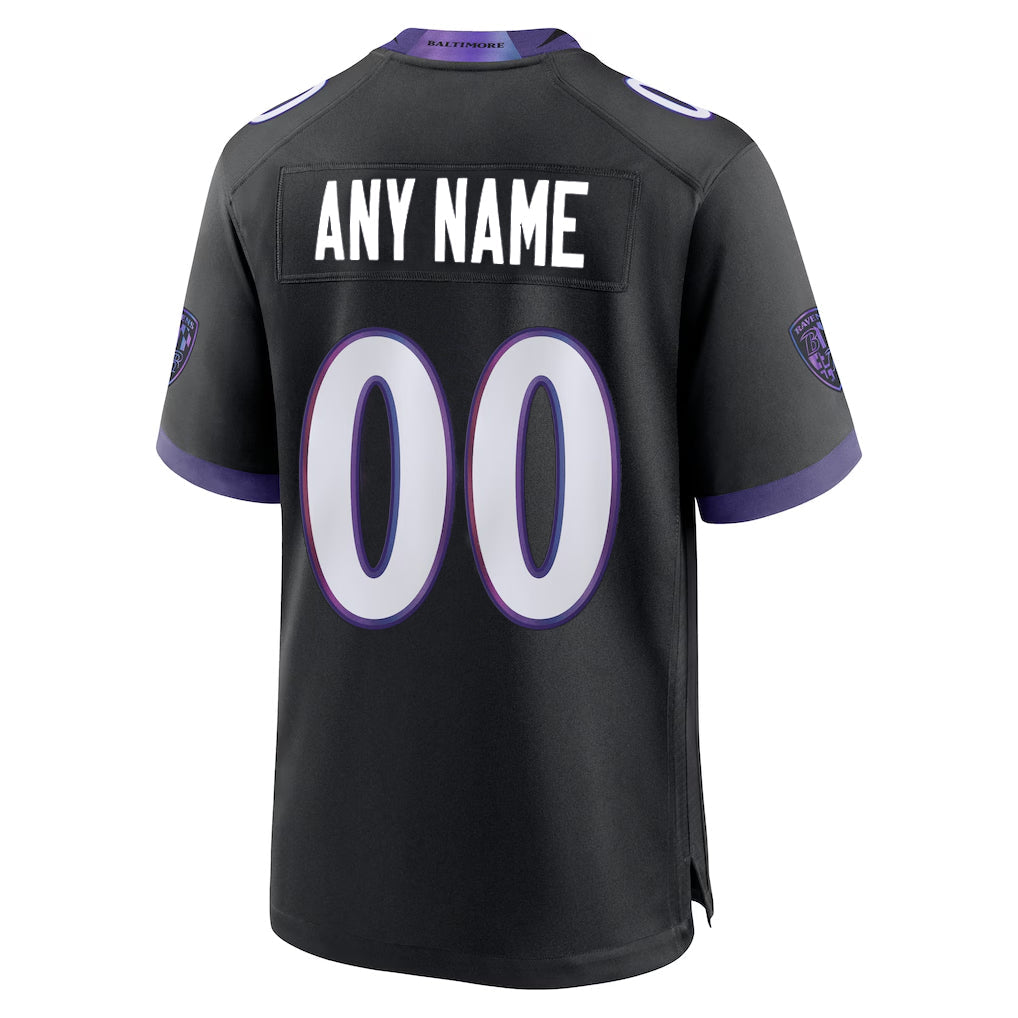 Odoa Custom B.Ravens Black Home Game Any Name & Numbers Stitched Jerseys
