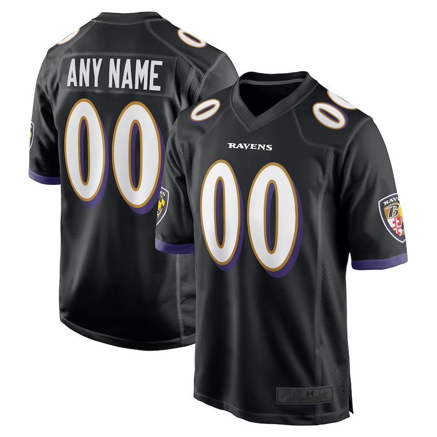 Odoa Custom B.Ravens Black Home Game Stitched Jerseys