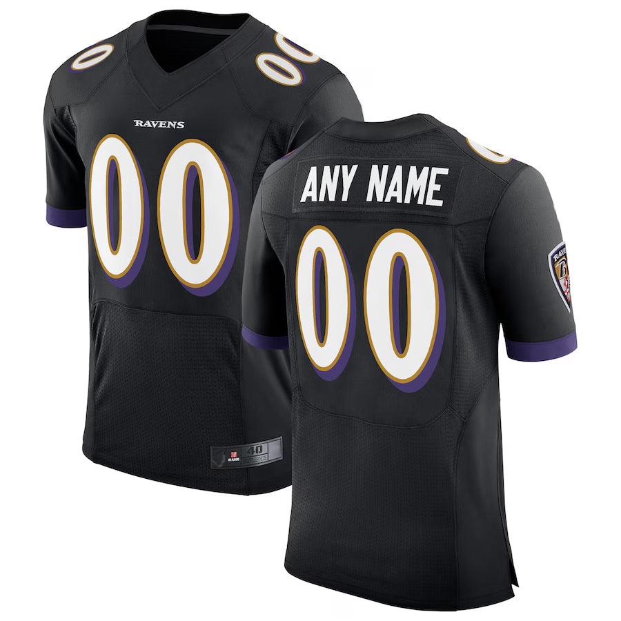 Odoa Custom B.Ravens Black Speed Machine Elite Stitched Jerseys