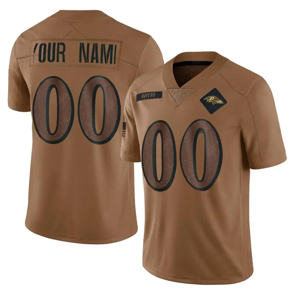 Odoa Custom B.Ravens Brown Salute To Service Limited Any Name & Numbers Stitched Jerseys