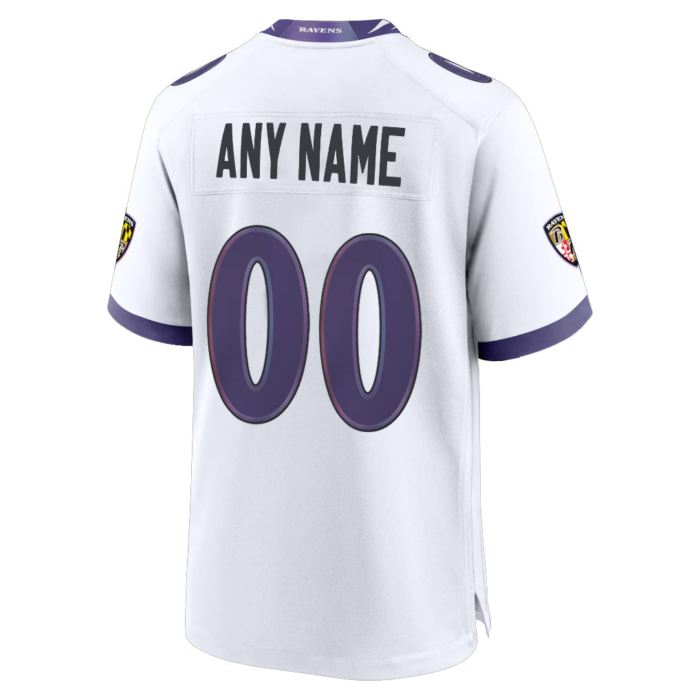 Odoa Custom B.Ravens White Home Game Any Name & Numbers Stitched Jerseys