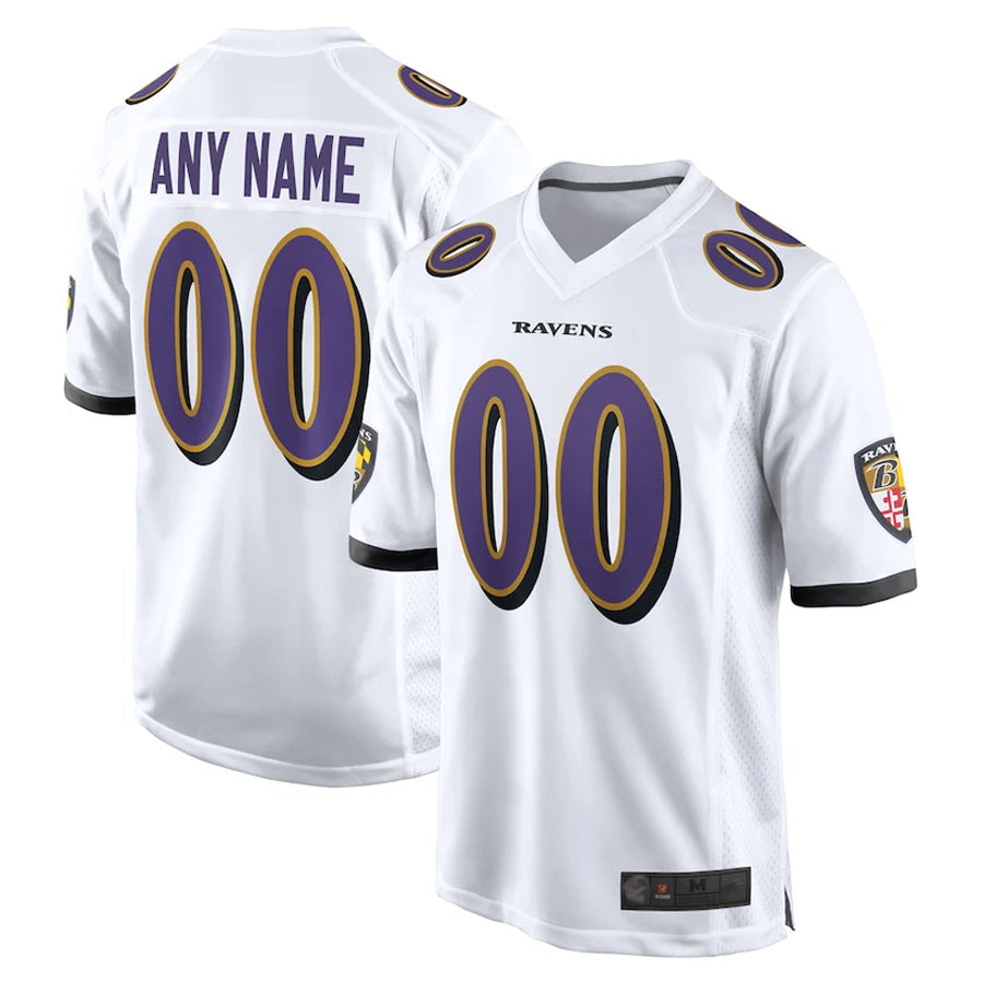 Odoa Custom B.Ravens White Home Game Stitched Jerseys