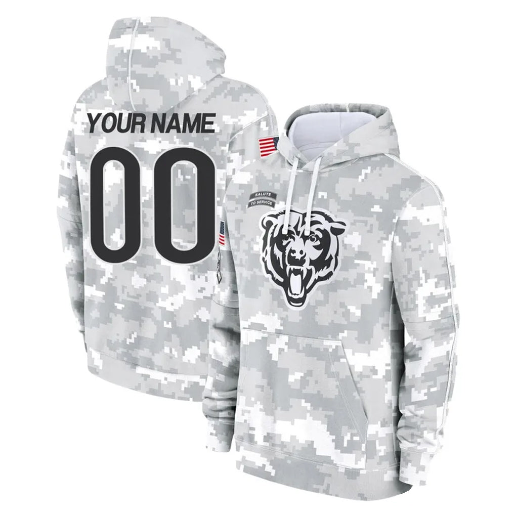 Odoa Custom C.Bears Arctic Camo Salute to Service Pullover Hoodies Limited Any Name & Numbers Stitched Jerseys