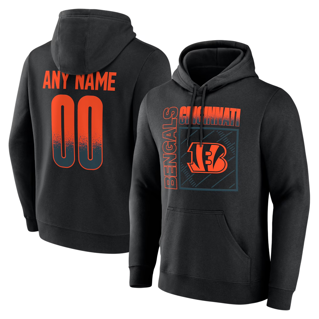 Odoa Custom C.Bengals Black Home Field Pop Personalized Name & Number Hoodie Stitched Jerseys
