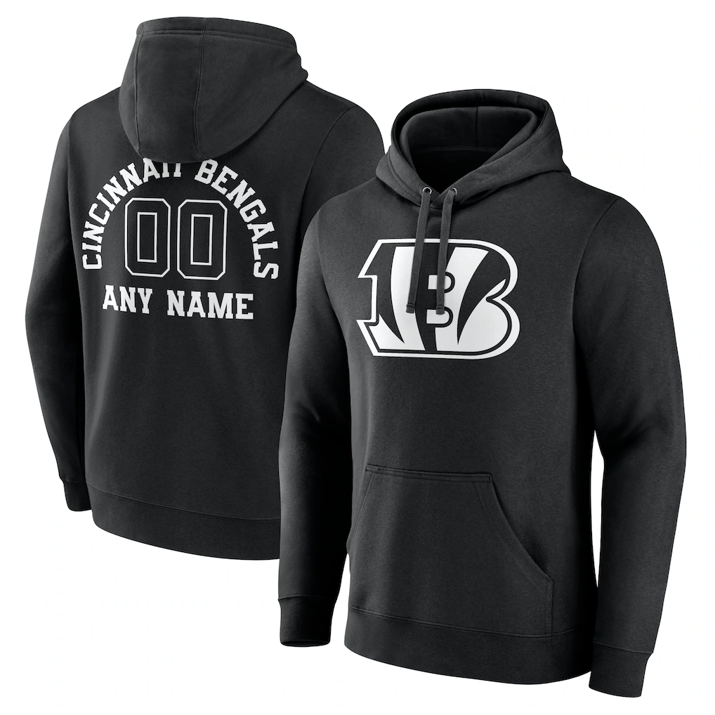 Odoa Custom C.Bengals Black Personalized Name & Number Pullover Hoodie Stitched Jerseys