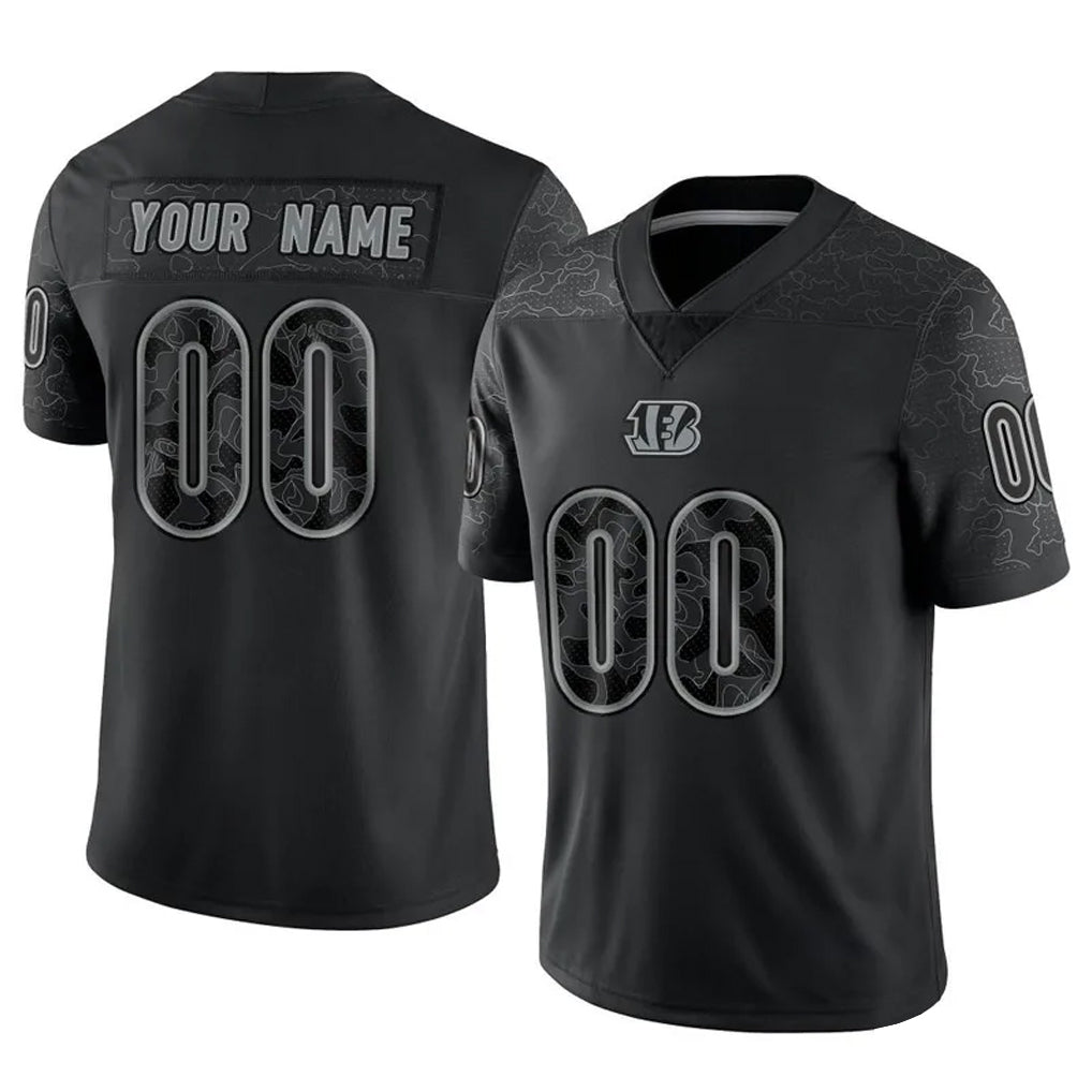 Odoa Custom C.Bengals Black Reflective Limited Game Any Name & Numbers Stitched Jerseys