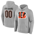 Odoa Custom C.Bengals Gray Team Authentic Personalized Name & Number Hoodie Stitched Jerseys