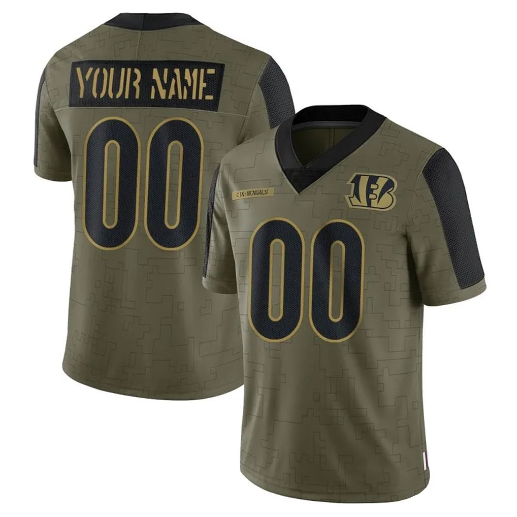 Odoa Custom C.Bengals Olive Salute to Service Game Any Name & Numbers Stitched Jerseys