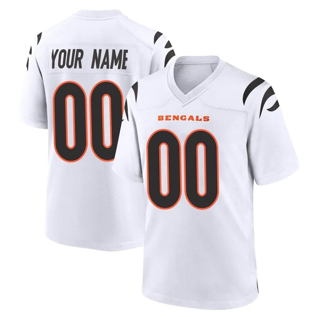 Odoa Custom C.Bengals White Home Game Any Name & Numbers Stitched Jerseys