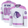 Odoa Custom C.Blackhawks White 2024 Hockey Fights Cancer Practice Jerseys