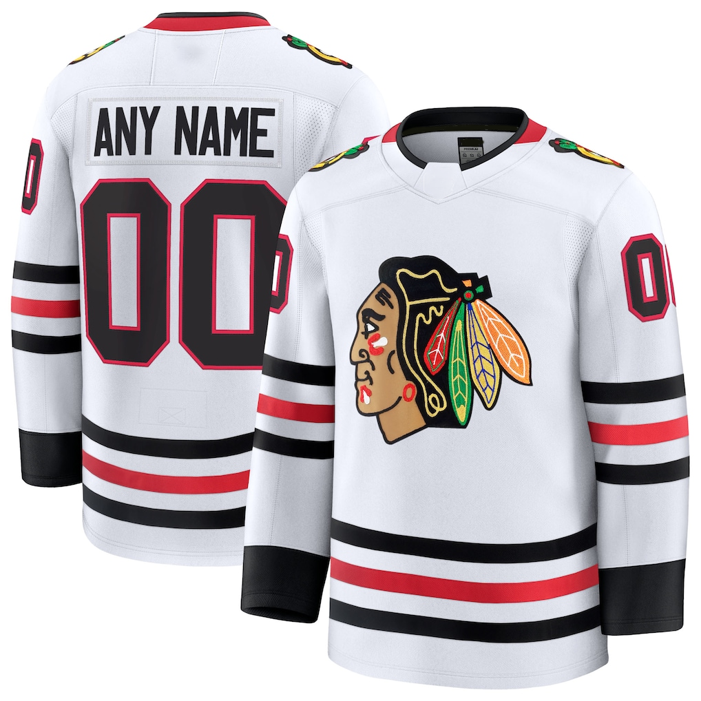 Odoa Custom C.Blackhawks White Away Premium Jerseys