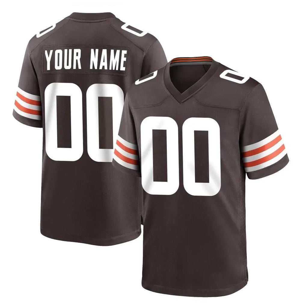 Odoa Custom C.Browns Brown Home Game Any Name & Numbers Stitched Jerseys