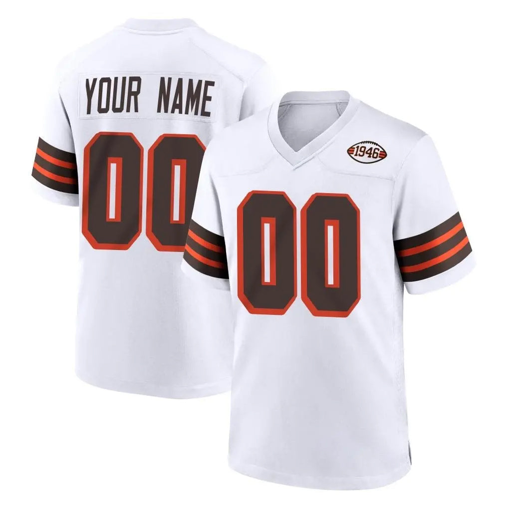 Odoa Custom C.Browns White Alternate Home Game Any Name & Numbers Stitched Jerseys