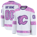 Odoa Custom C.Flames White 2024 Hockey Fights Cancer Practice Jerseys