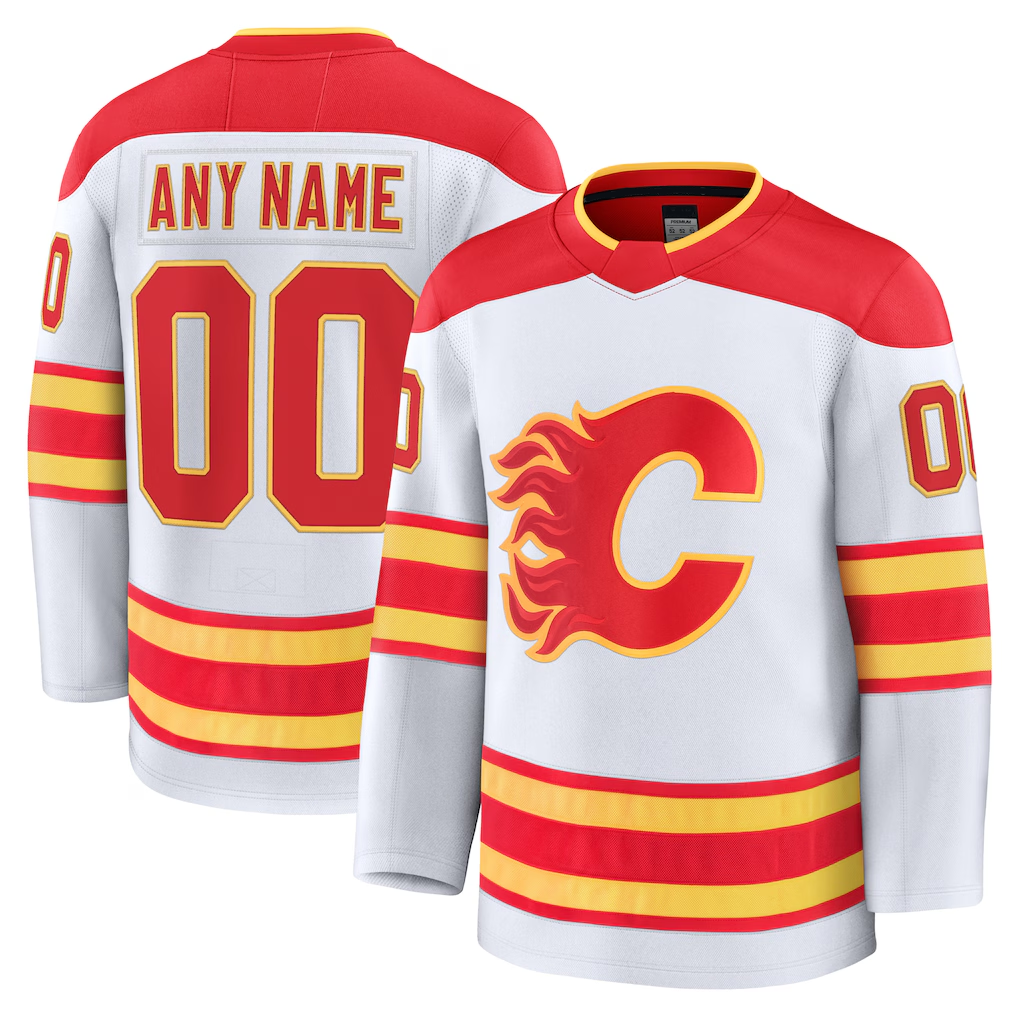 Odoa Custom C.Flames White Away Premium Jerseys