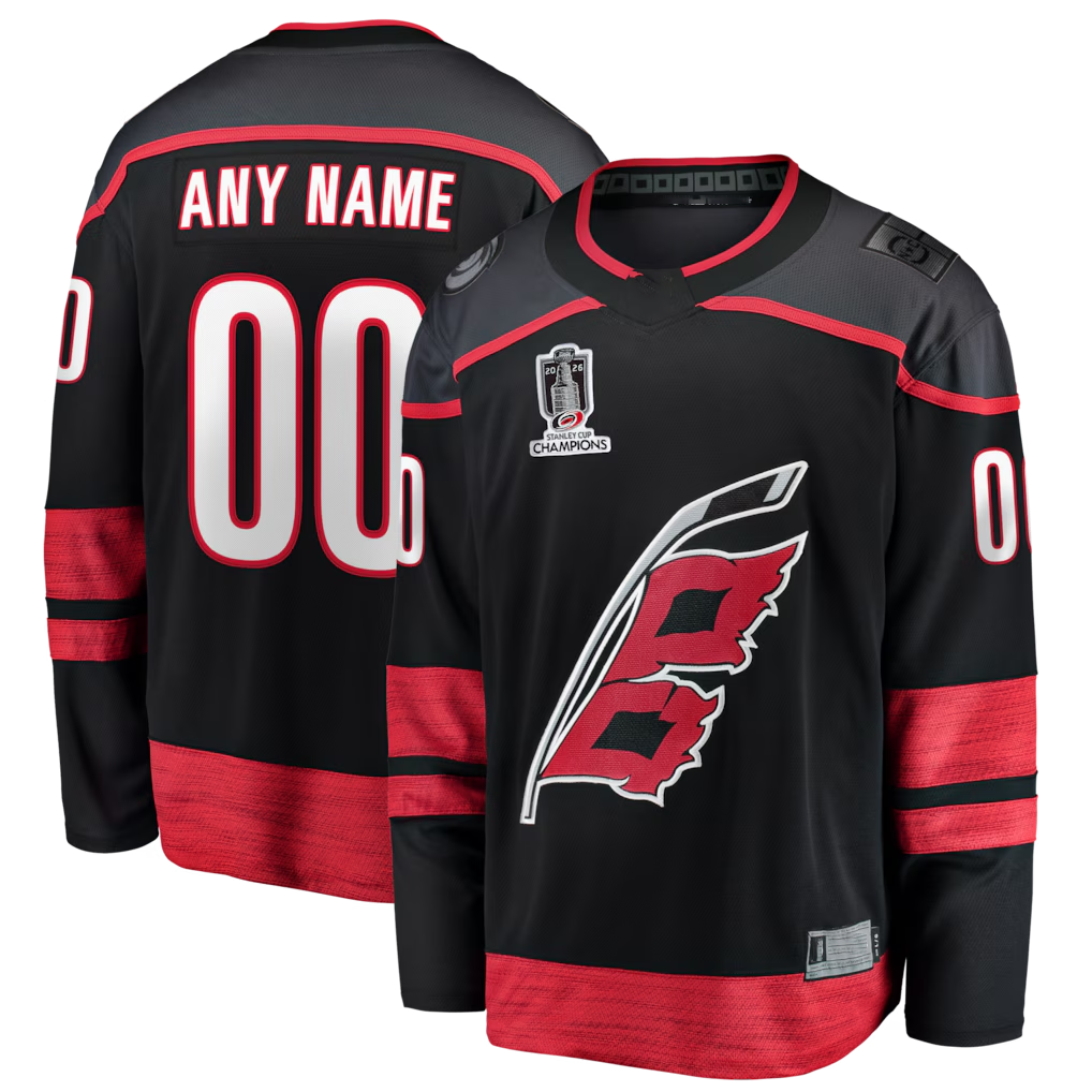 Odoa Custom C.Hurricanes Black 2026 Stanley Cup Champions Home Breakaway Custom Stitched Jerseys