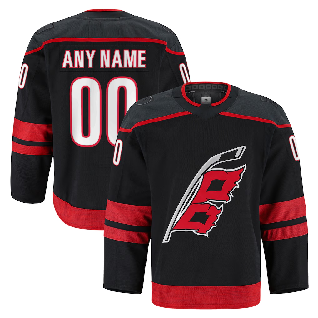 Odoa Custom C.Hurricanes Black Home Authentic Pro Stitched Jerseys