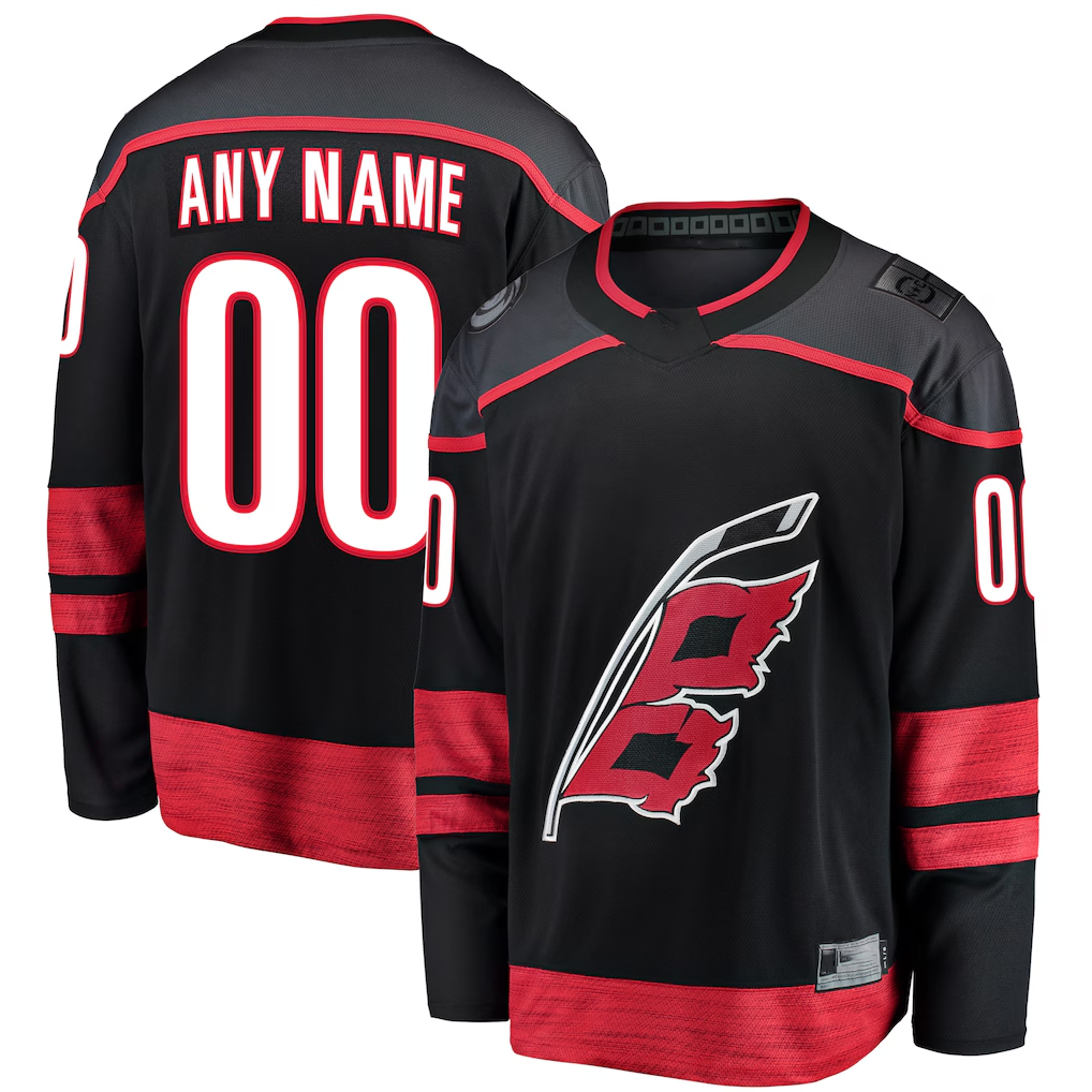 Odoa Custom C.Hurricanes Black Home Breakaway Stitched Jerseys