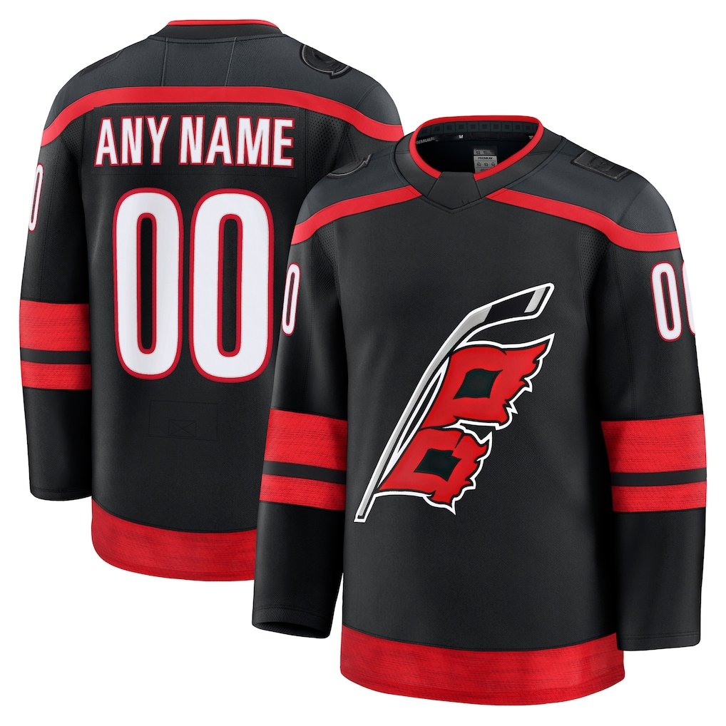 Odoa Custom C.Hurricanes Black Home Premium Stitched Jerseys