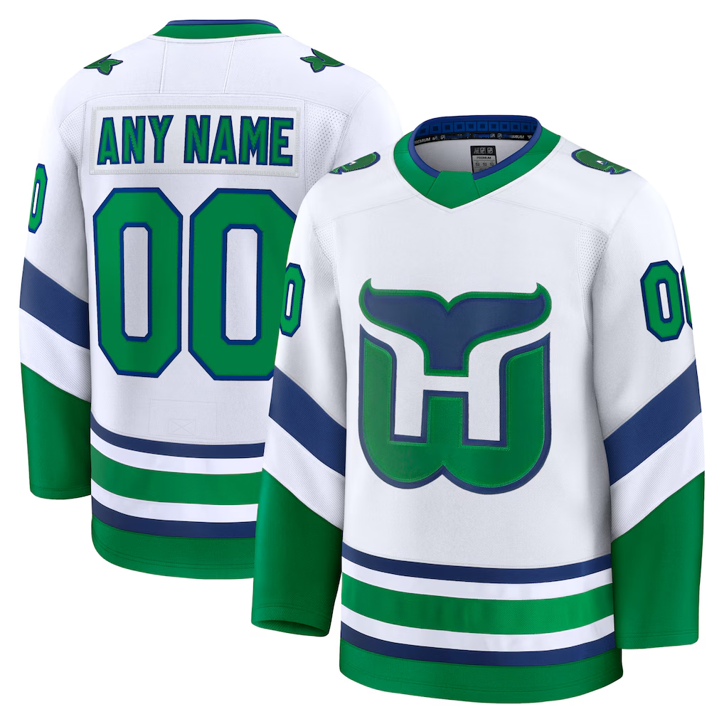 Odoa Custom C.Hurricanes White Throwback Premium Stitched Jerseys