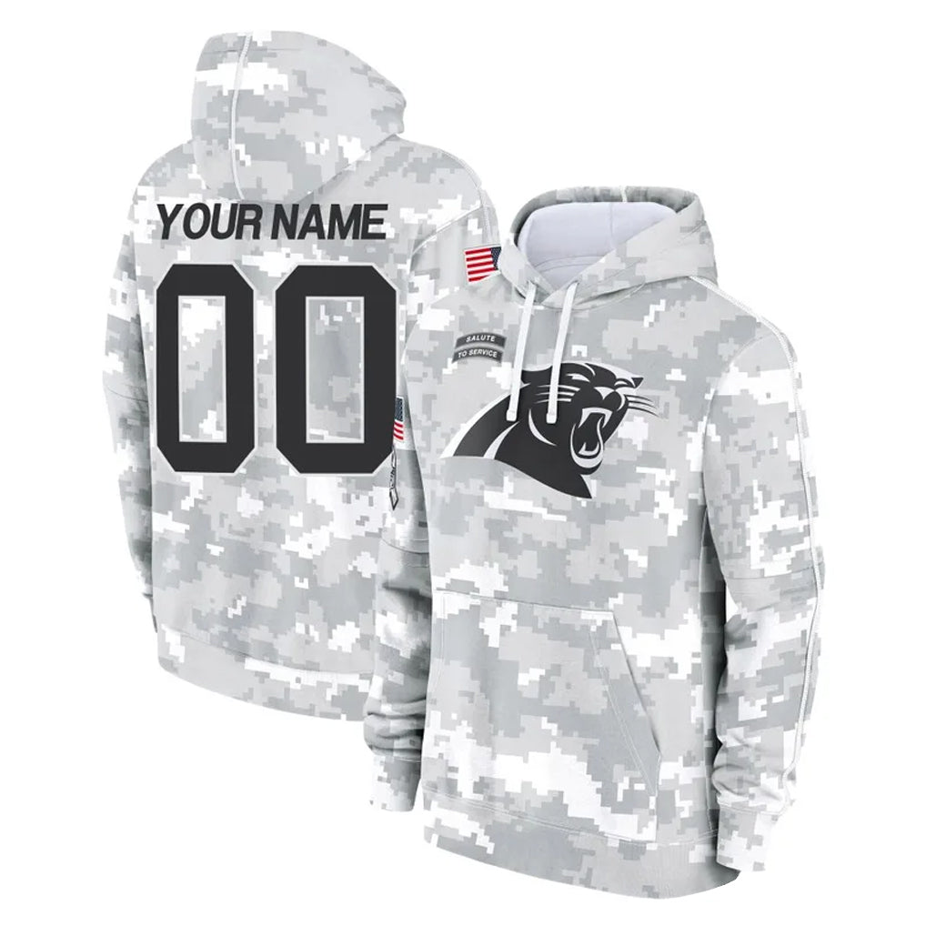 Odoa Custom C.Panthers Arctic Camo Salute to Service Pullover Hoodies Any Name & Numbers Stitched Jerseys