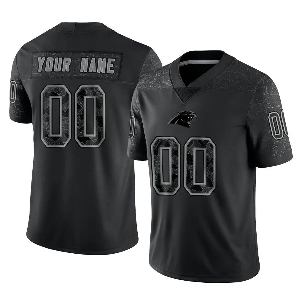 Odoa Custom C.Panthers Black Limited Reflective Game Any Name & Numbers Stitched Jerseys