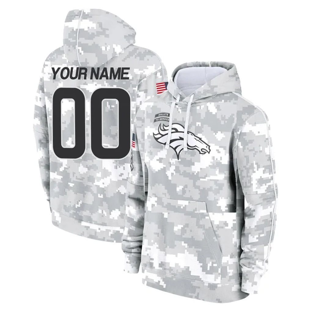 Odoa Custom D.Broncos Arctic Camo Salute to Service Hoodies Limited Any Name & Numbers Stitched Jerseys
