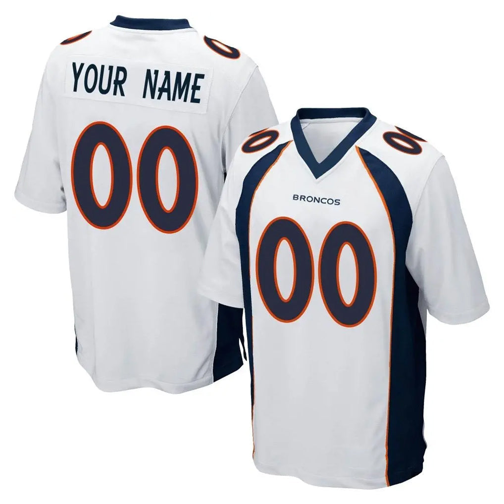 Odoa Custom D.Broncos White Game Any Name & Numbers Stitched Jerseys