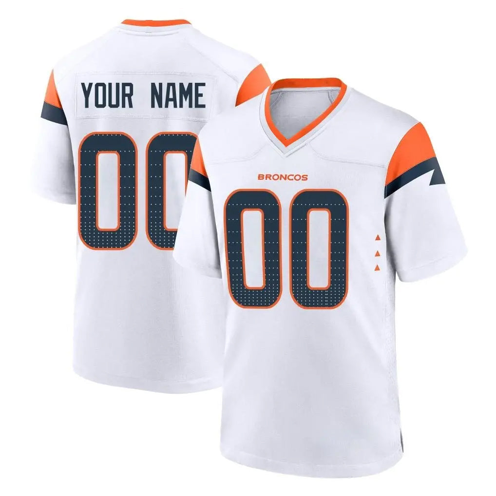 Odoa Custom D.Broncos White Home Game Any Name & Numbers Stitched Jerseys