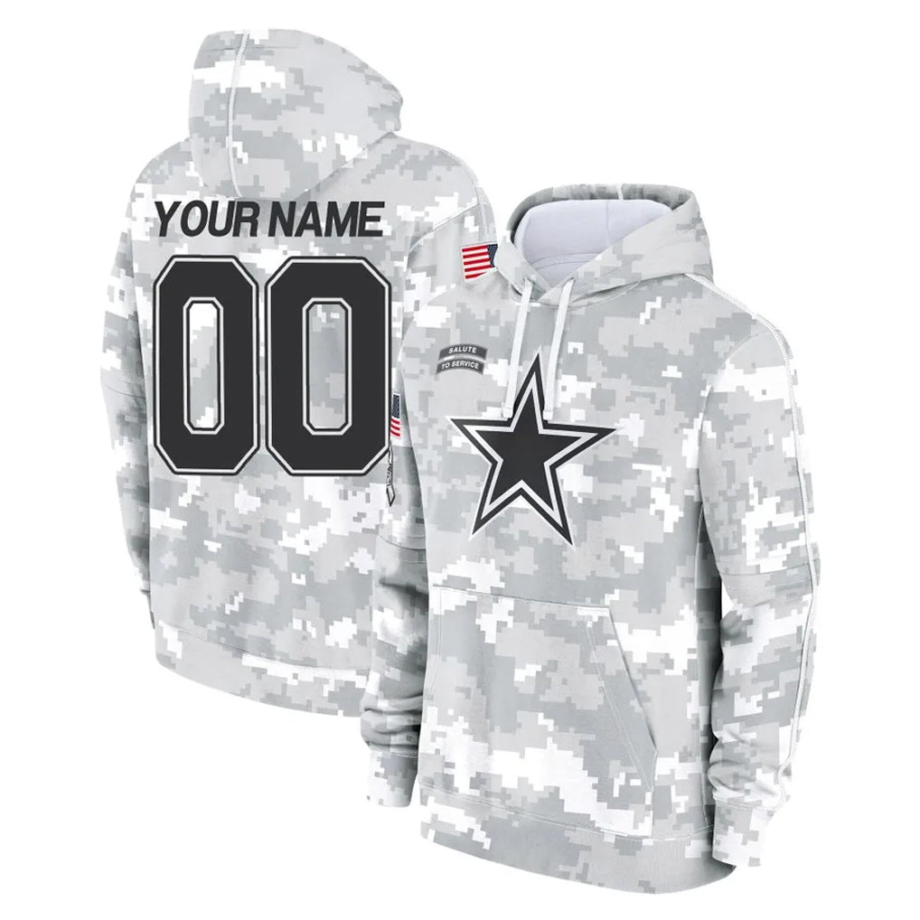 Odoa Custom D.Cowboys Arctic Camo Salute to Service Hoodies Limited Game Any Name & Numbers Stitched Jerseys