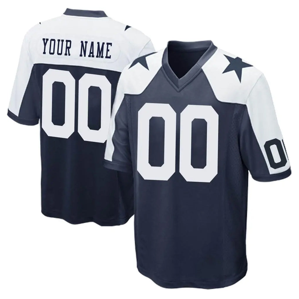 Odoa Custom D.Cowboys Navy-White Alternate Home Game Any Name & Numbers Stitched Jerseys