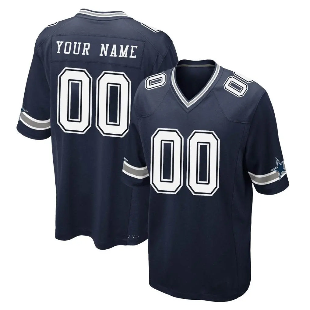 Odoa Custom D.Cowboys Navy Home Game Any Name & Numbers Stitched Jerseys