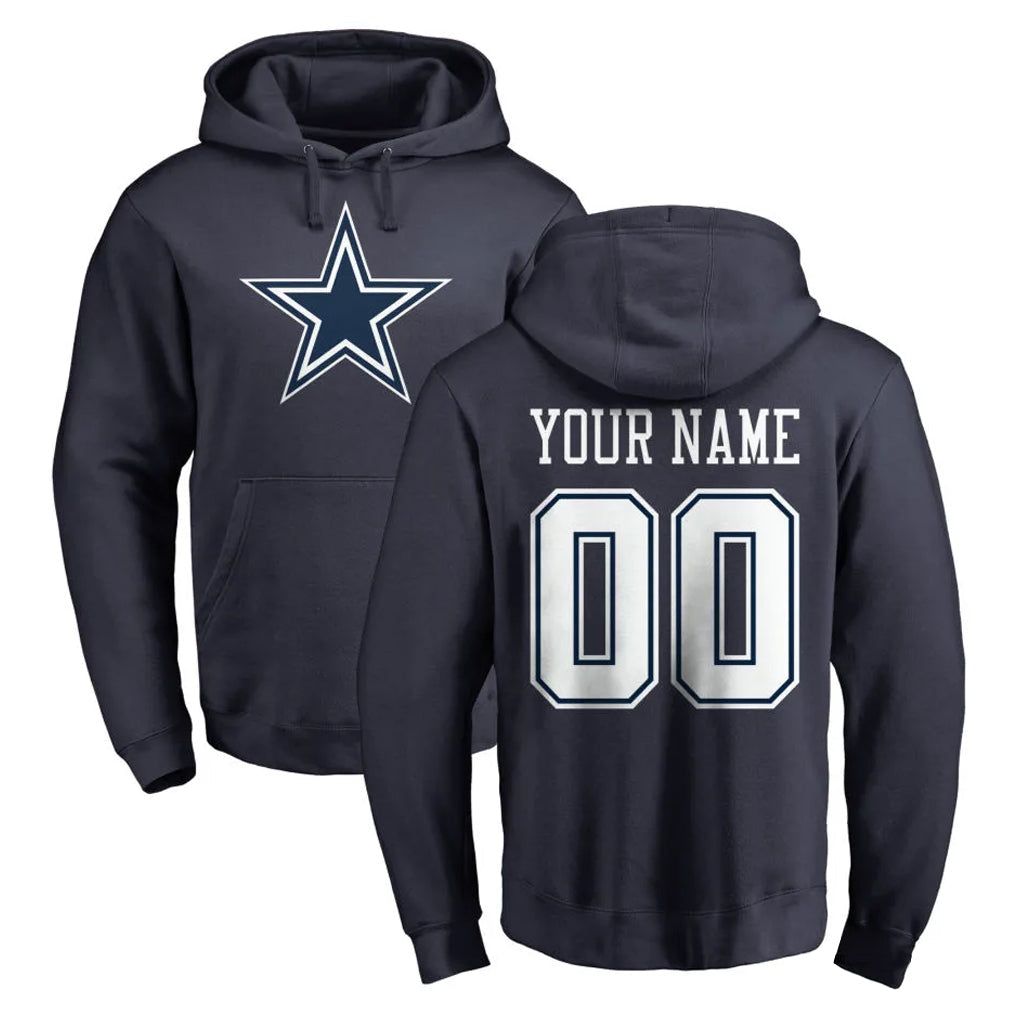 Odoa Custom D.Cowboys Navy Pullover Hoodies Limited Any Name & Numbers Stitched Jerseys