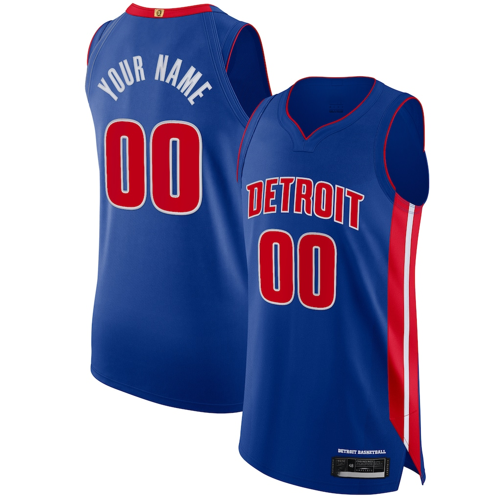 Odoa Custom D.Pistons Blue Authentic Jerseys - Icon Edition