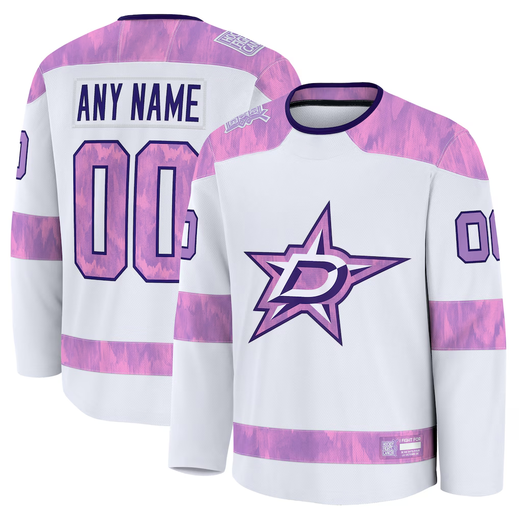 Odoa Custom D.Stars White 2024 Hockey Fights Cancer Practice Jerseys