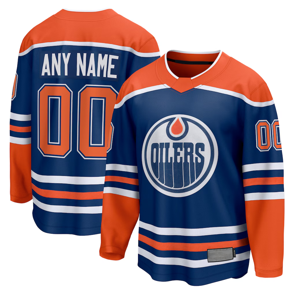 Odoa Custom E.Oilers Royal Home Breakaway Jerseys