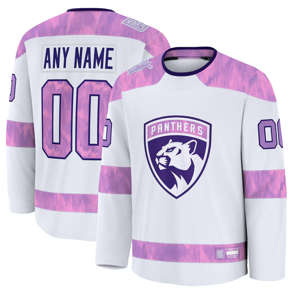 Odoa Custom F.Panthers White 2024 Hockey Fights Cancer Practice Jerseys