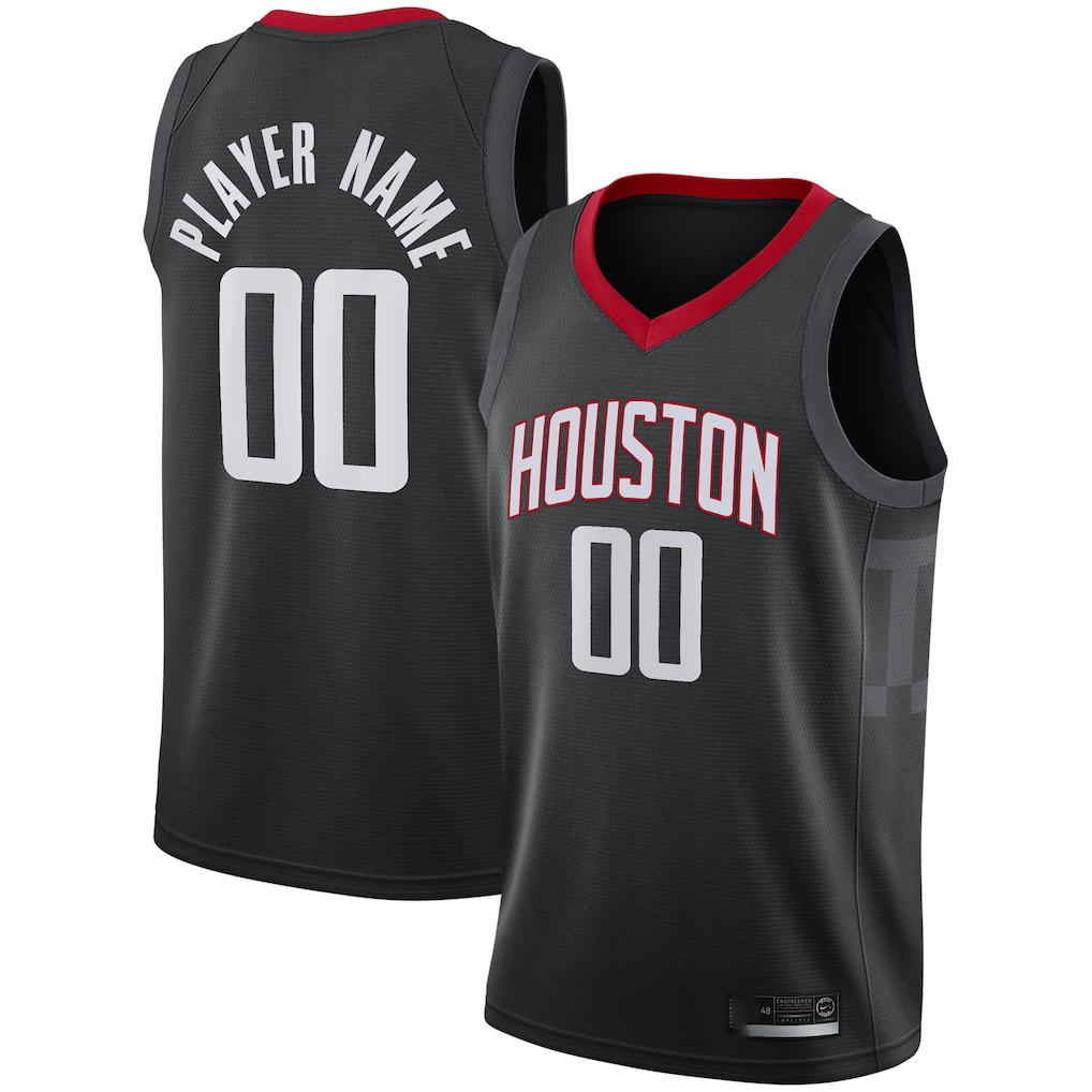 Odoa Custom H.Rockets Black Swingman Stitched Jerseys- Statement Edition