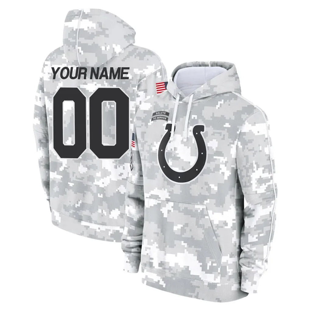 Odoa Custom IN.Colts Arctic Camo Salute to Service Hoodies Limited Game Any Name & Numbers Stitched Jerseys