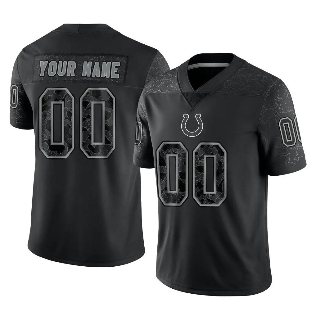 Odoa Custom IN.Colts Black Reflective Limited Game Any Name & Numbers Stitched Jerseys