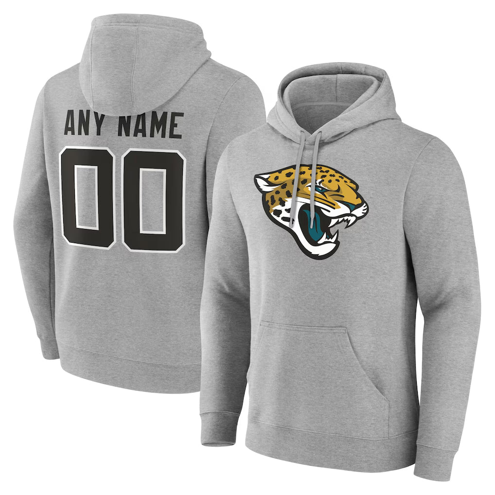 Odoa Custom J.Jaguars Gray Pullover Hoodies Any Name & Numbers Limited Stitched Jerseys