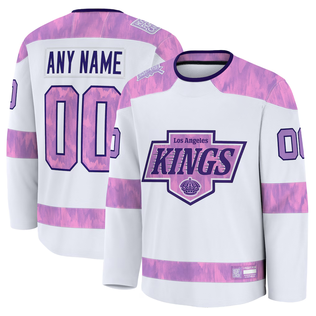 Odoa Custom LA.Kings White 2024 Hockey Fights Cancer Practice Jerseys