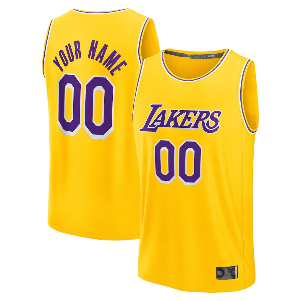 Odoa Custom LA.Lakers Gold Fast Break Stitched Jerseys - Icon Edition