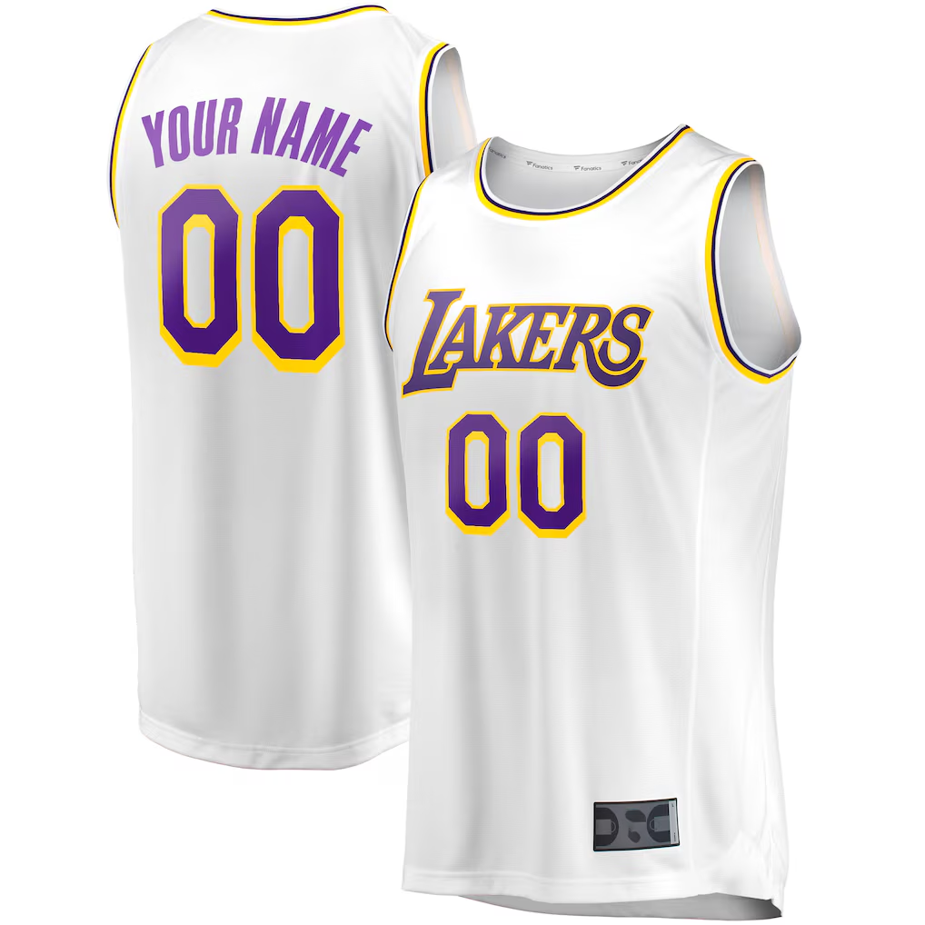 Odoa Custom LA.Lakers White Fast Break Replica Stitched Jerseys - Association Edition