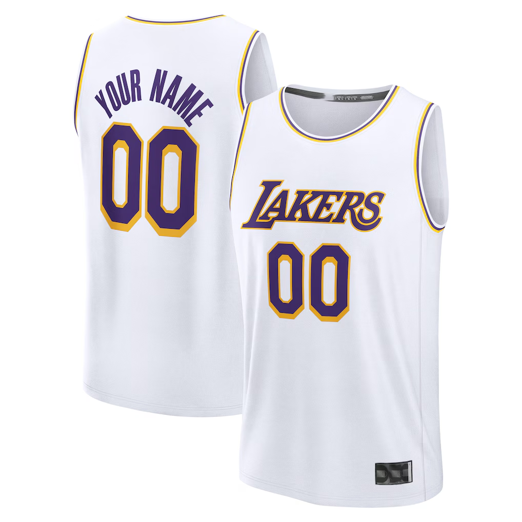 Odoa Custom LA.Lakers White Fast Break Replica Stitched Jerseys - Association Edition