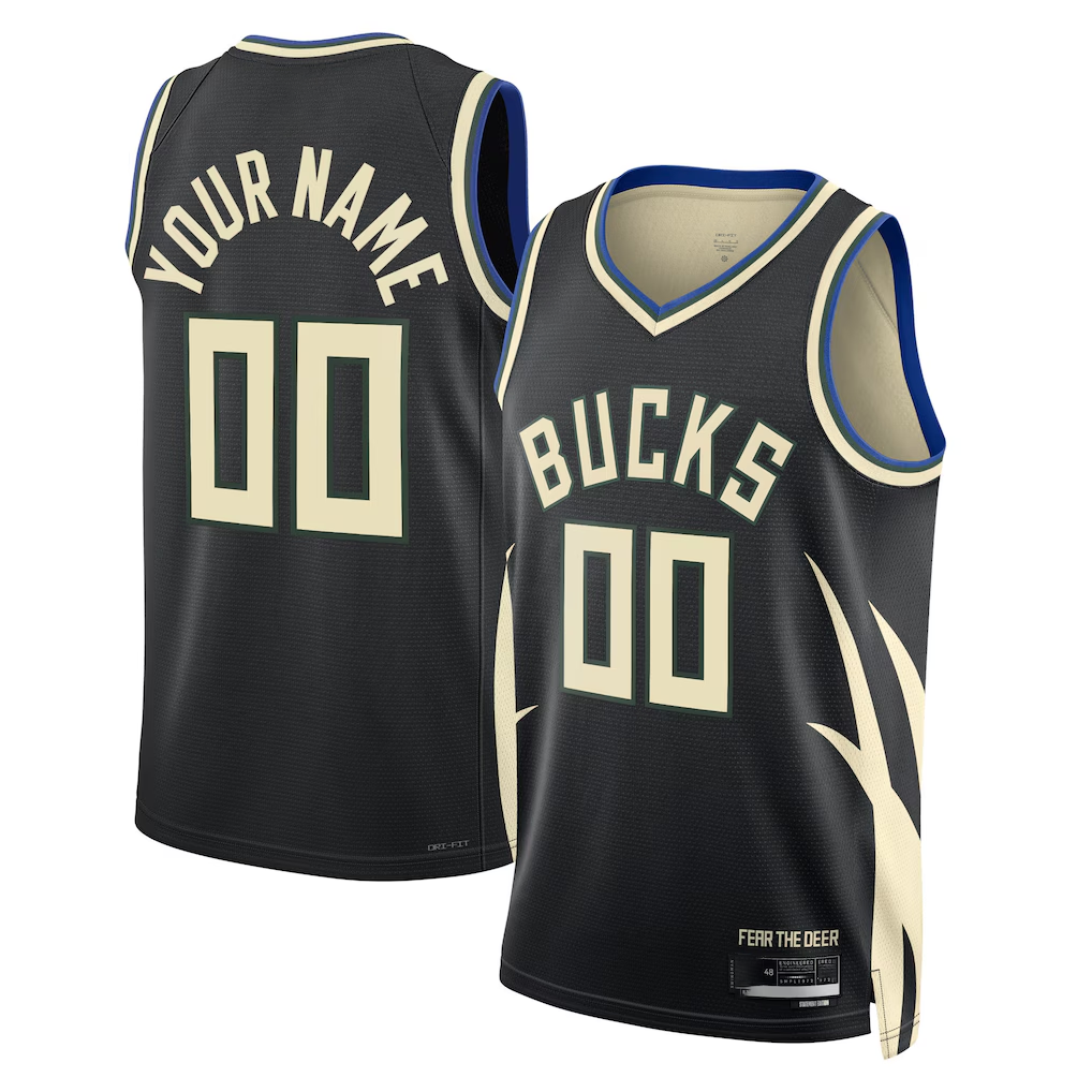 Odoa Custom M.Bucks Black 202223 Swingman Jerseys - Statement Edition