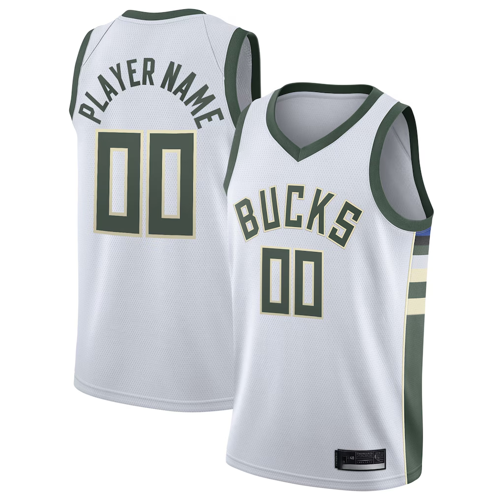 Odoa Custom M.Bucks White 202021 Swingman Custom Jerseys - Association Edition