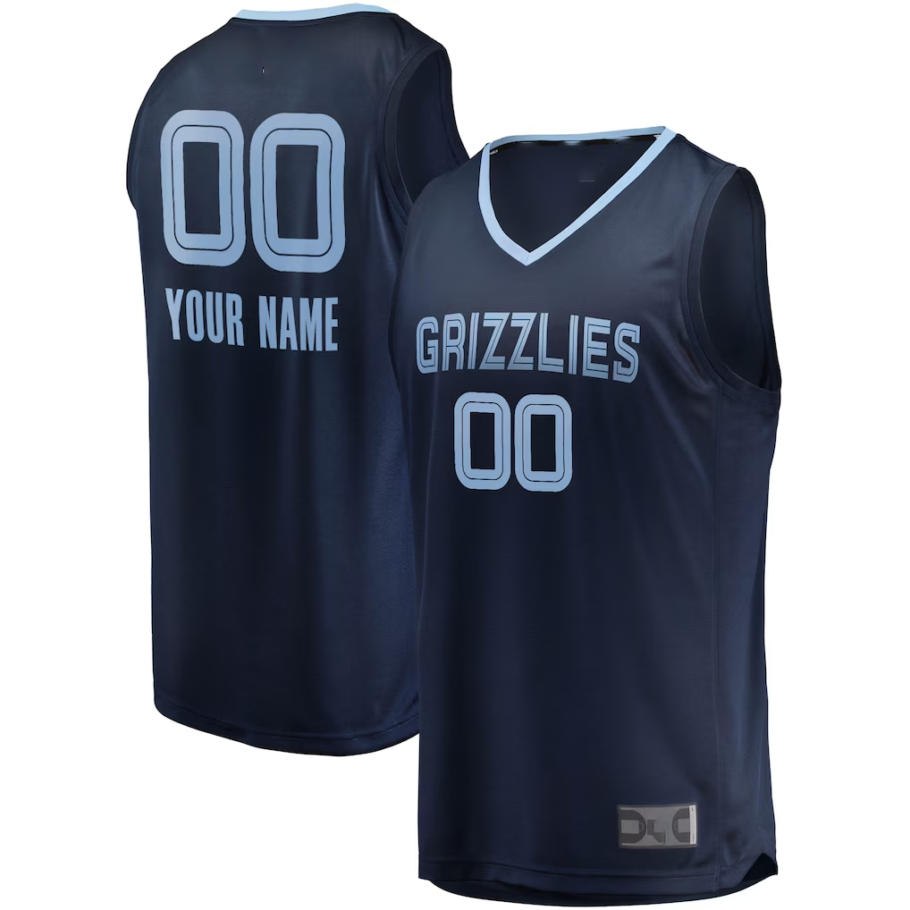 Odoa Custom M.Grizzlies Navy Fast Break Replica Stitched Jerseys - Icon Edition