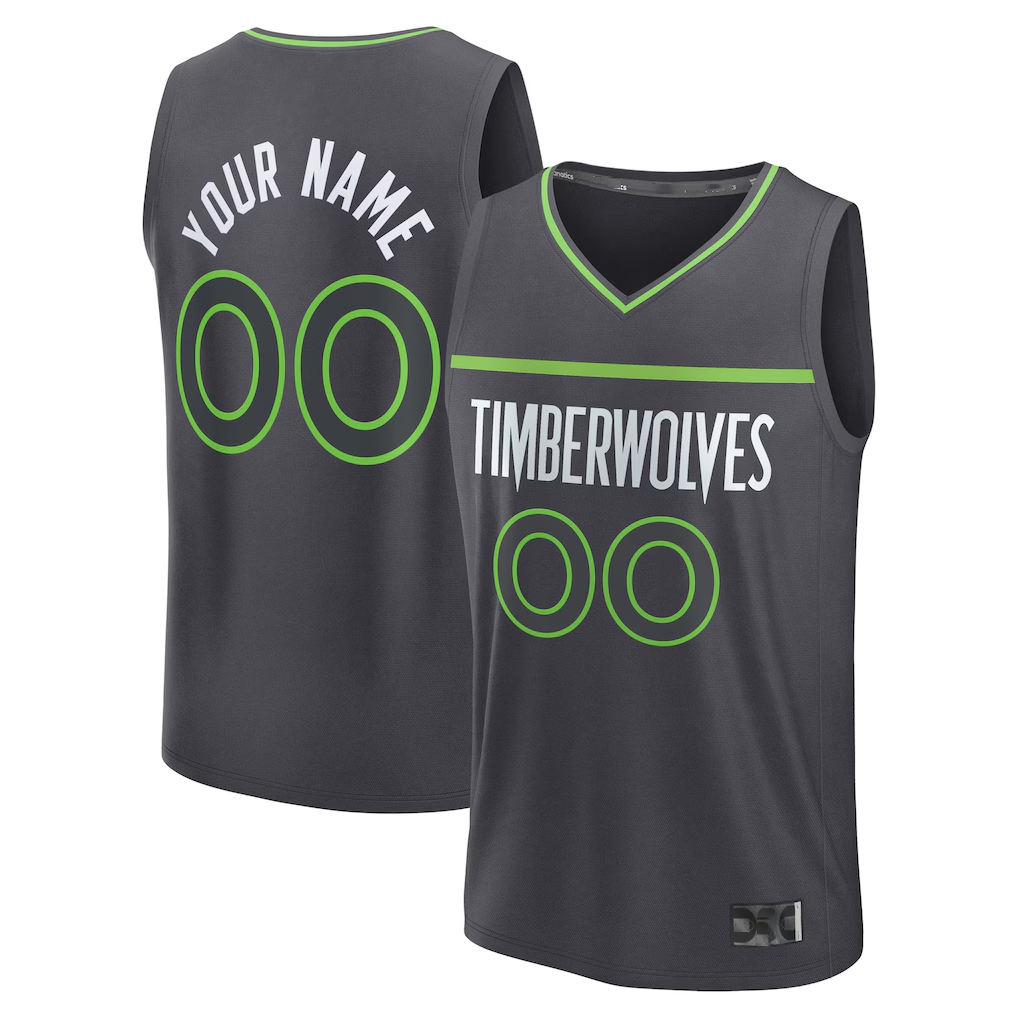 Odoa Custom M.Timberwolves Anthracite Fast Break Stitched Jerseys- Icon Edition
