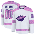 Odoa Custom M.Wild White 2024 Hockey Fights Cancer Practice Jerseys